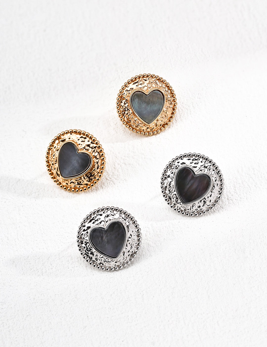 Midnight Heart Stud Earrings