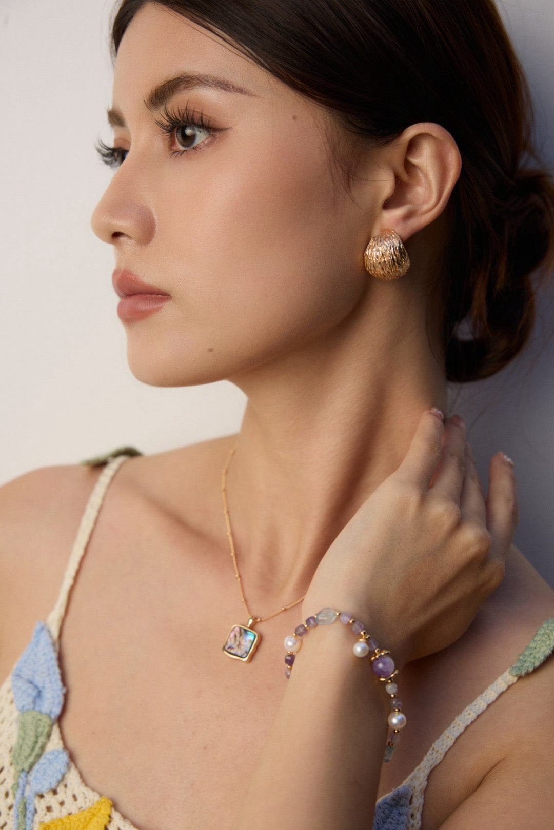 Textured Shell Stud Earrings Set