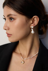 Gold Irregular Baroque Pearl Drop Earrings