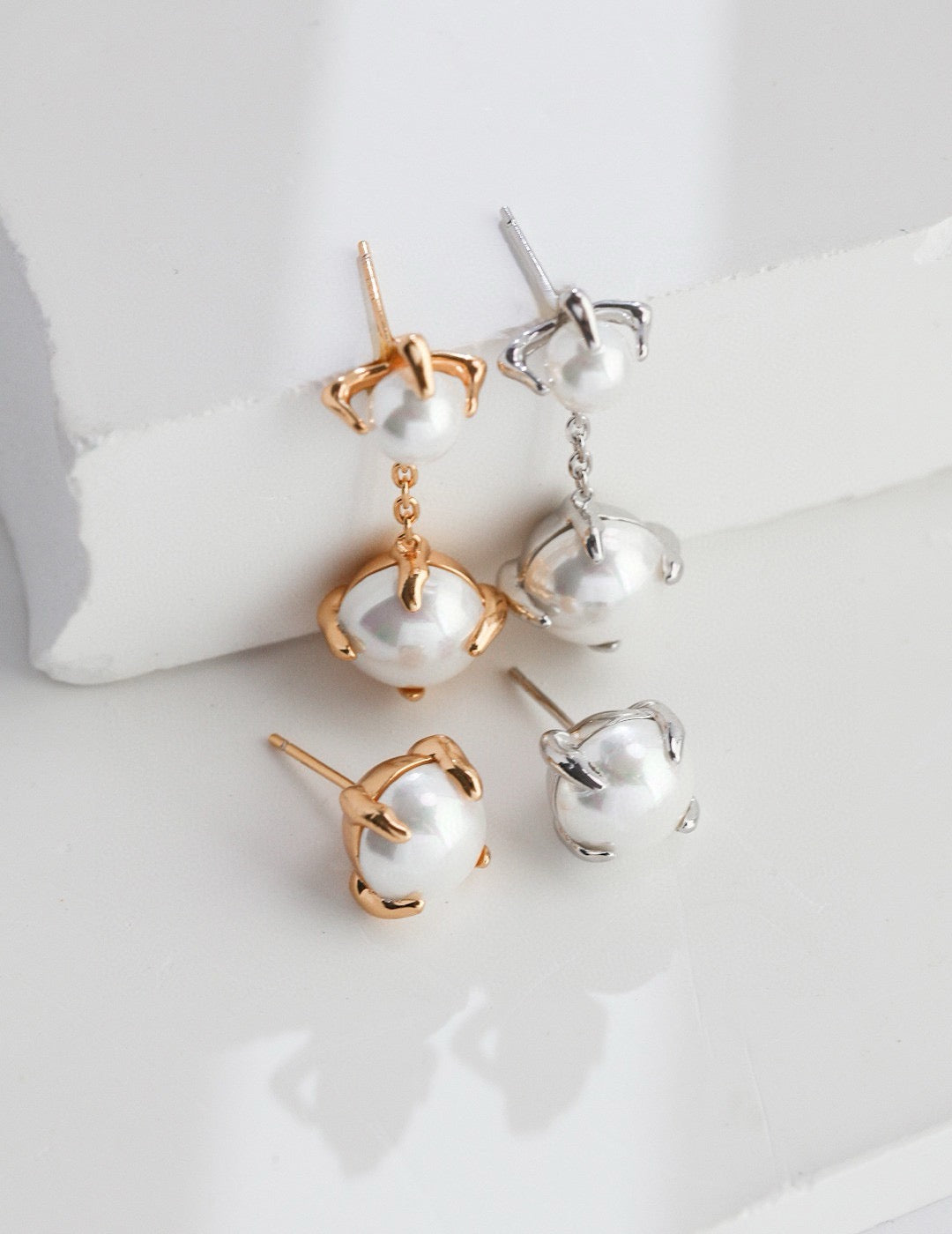 Pearl Claw Asymmetrical Earring