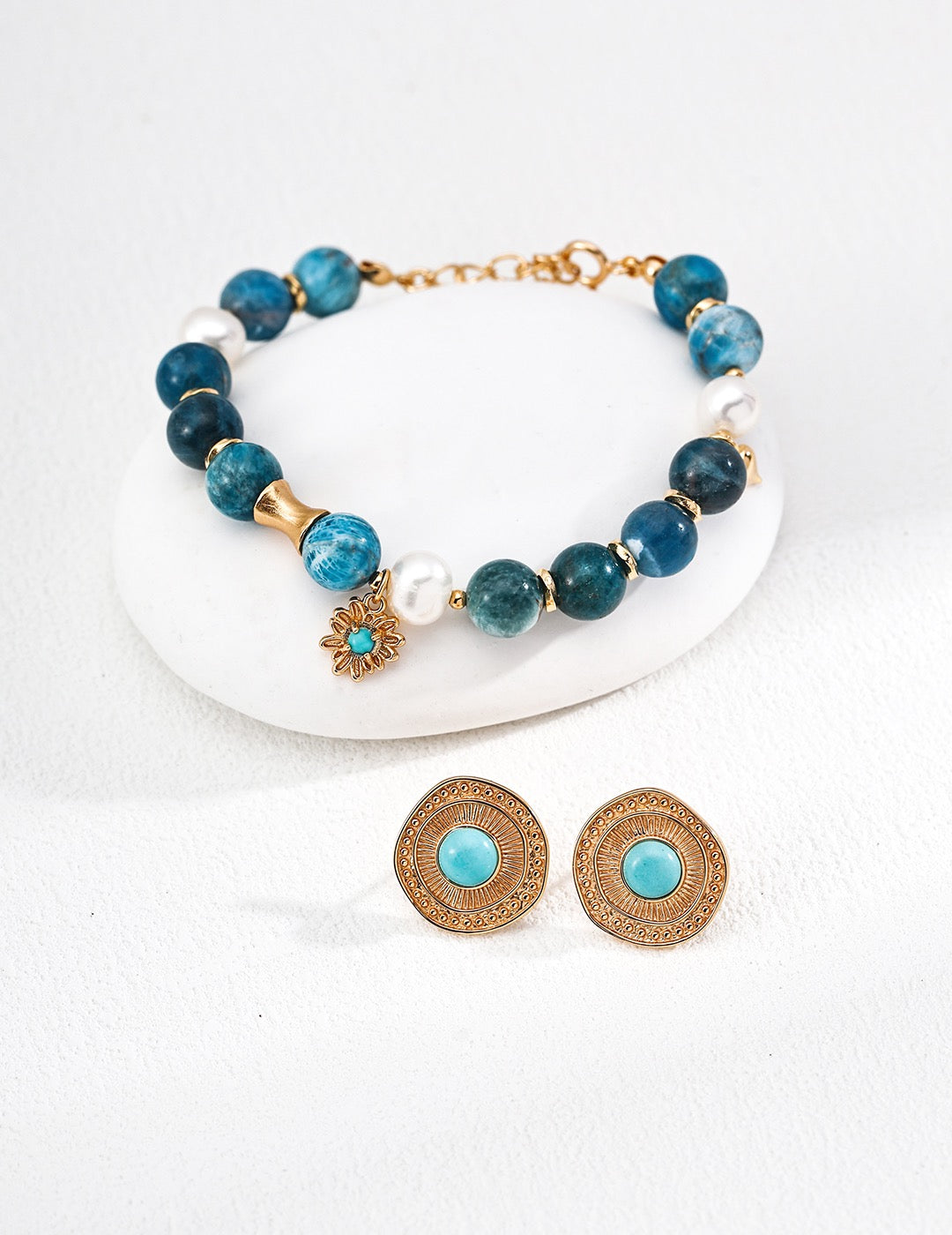 Blue Agate Pearl Bracelet