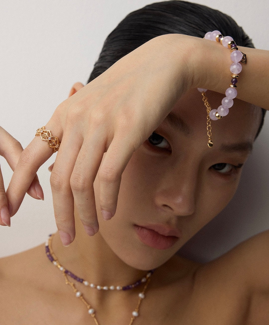Victoria Crystal Cuff Ring - Vintage Luxe Collection