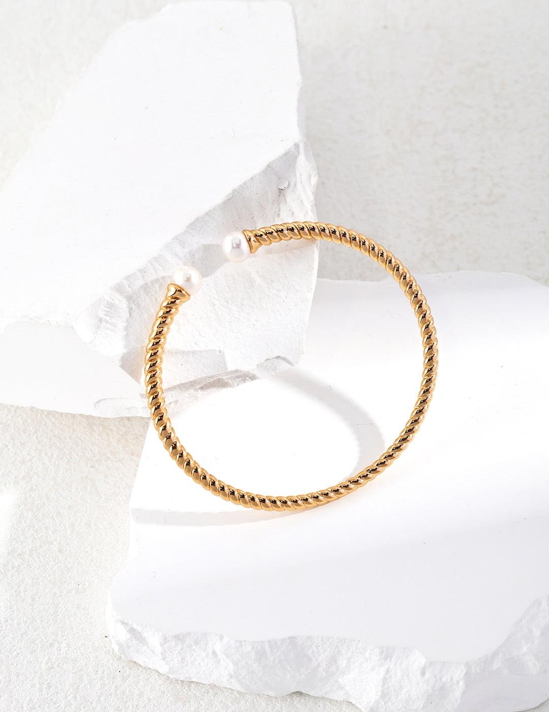 Serenade Pearl Open Bangle - Lia Atelier