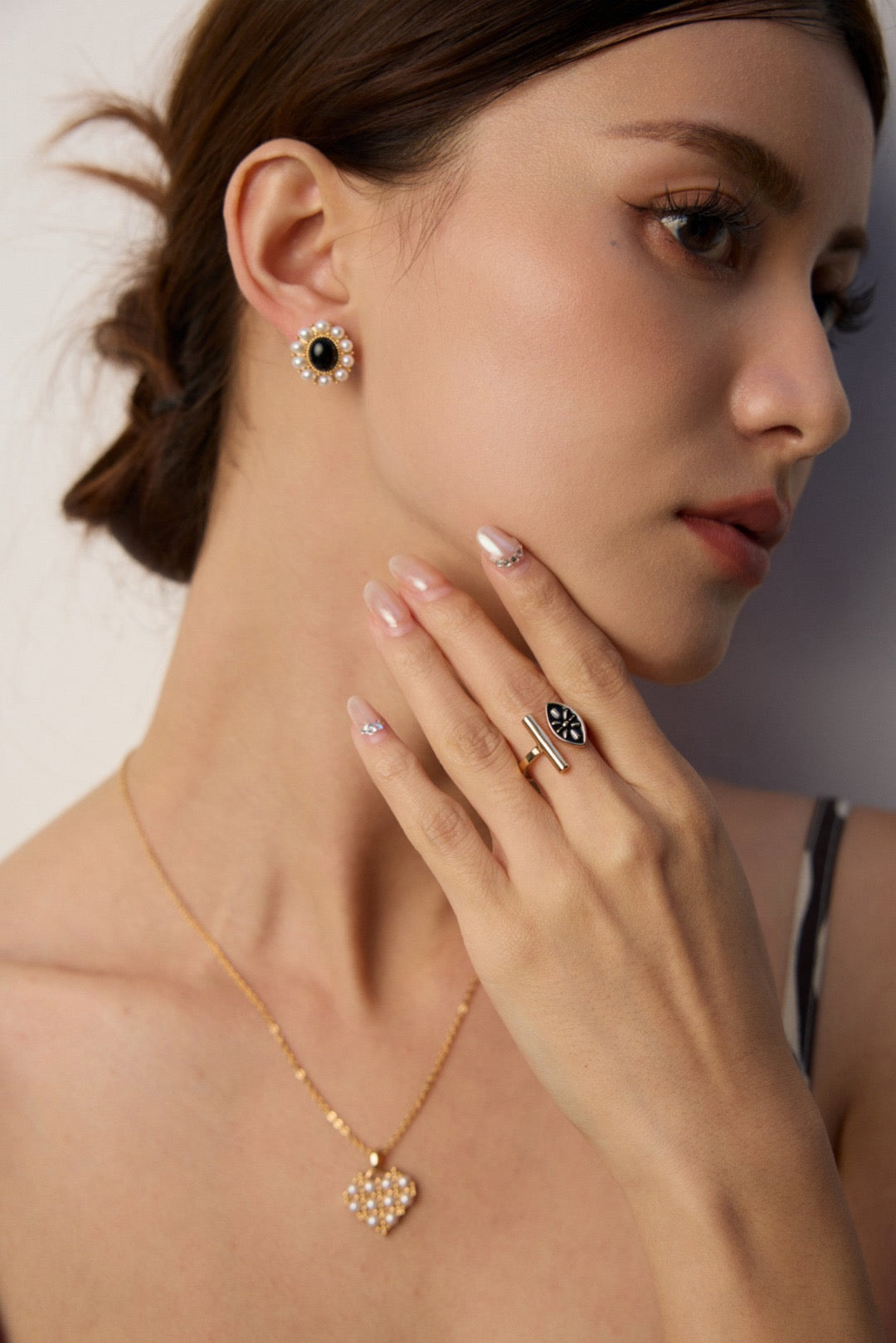 Black Enamel Cuff Ring