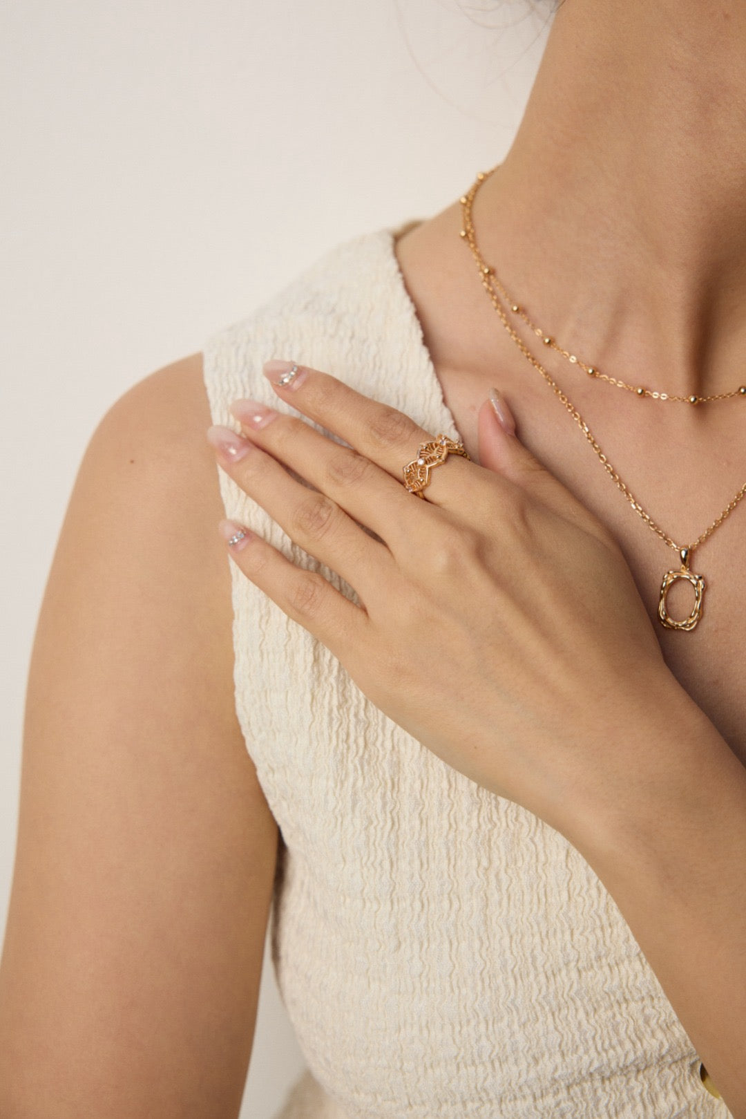 Victoria Crystal Cuff Ring - Vintage Luxe Collection