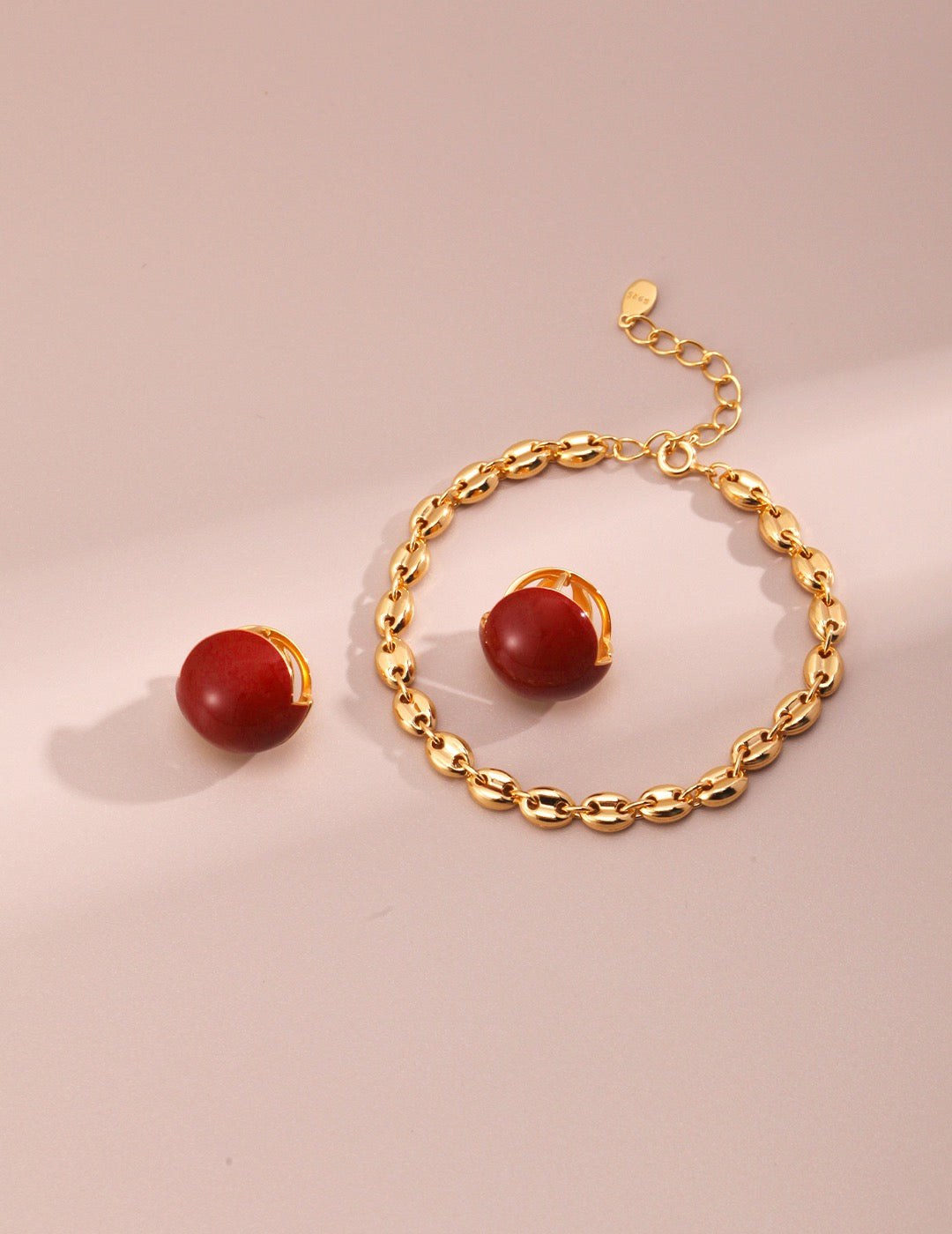 Crimson Sphere Stud Earrings - Red Enamel Ball Studs