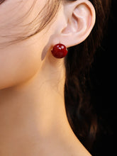 Crimson Sphere Stud Earrings - Red Enamel Ball Studs