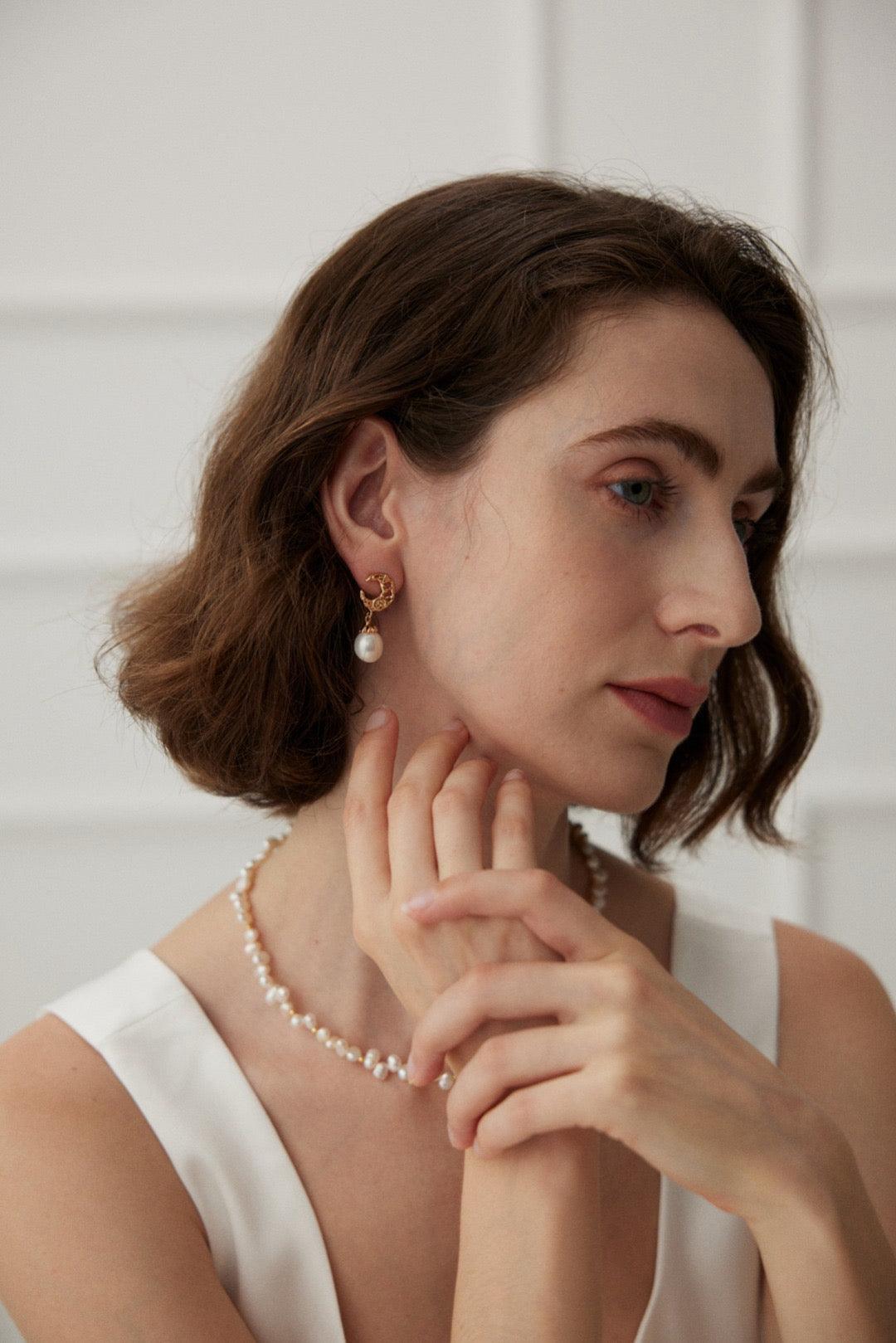 Stellar Pearl Drop Earrings - Lia Atelier