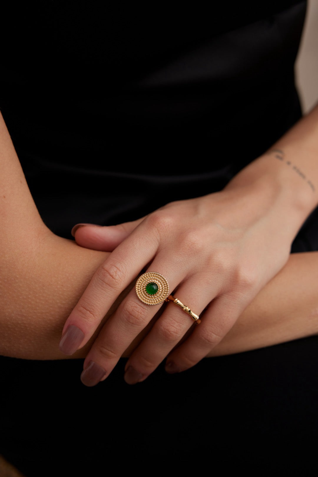Bamboo Design Minimalist Open Ring - Lia Atelier | 18K Gold Vermeil