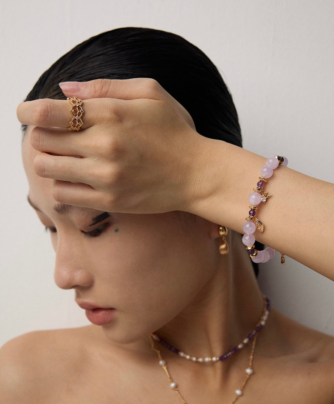 Victoria Crystal Cuff Ring - Vintage Luxe Collection