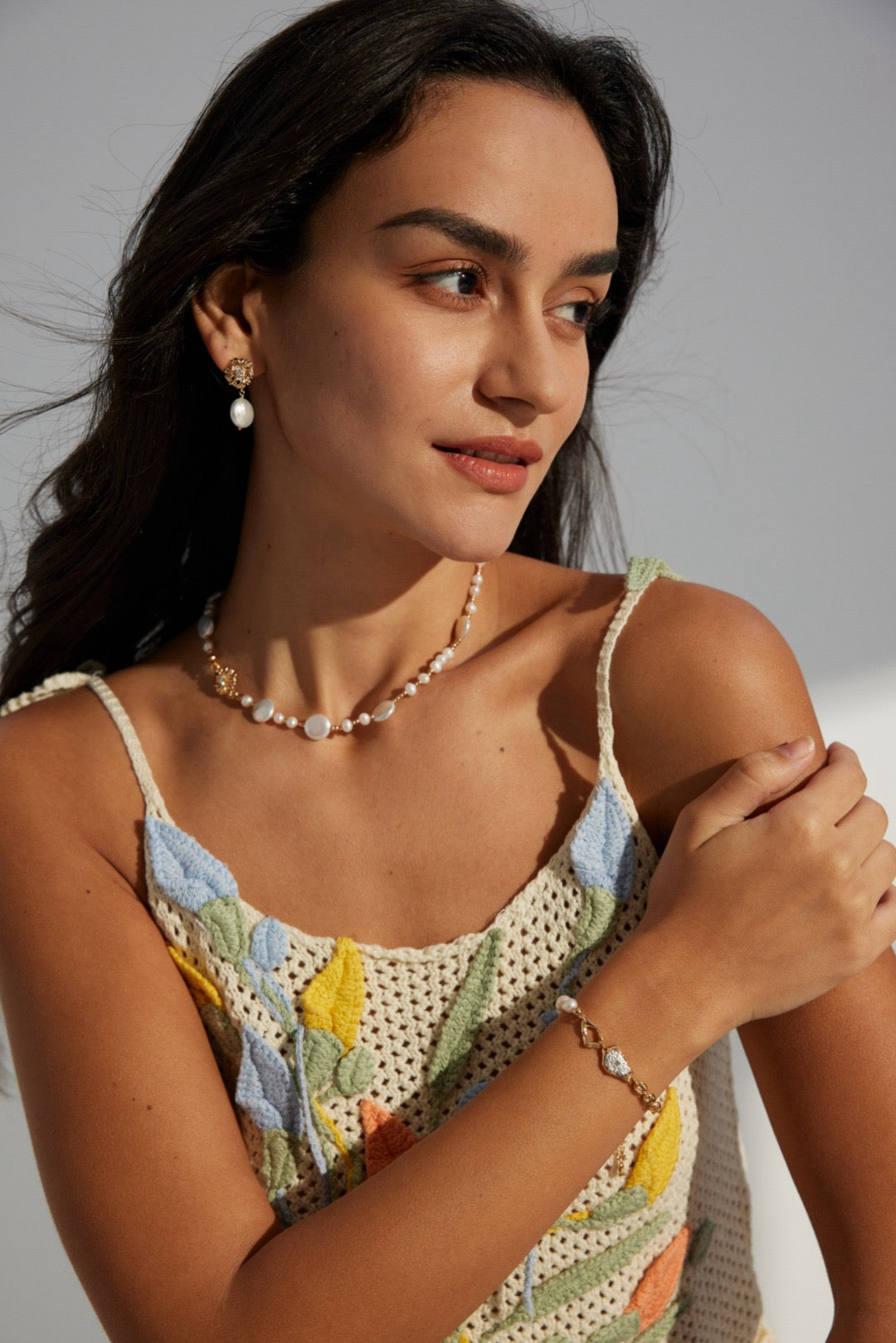 Freshwater Pearl Zircon Bracelet | 18K Gold Vermeil| Lia Atelier