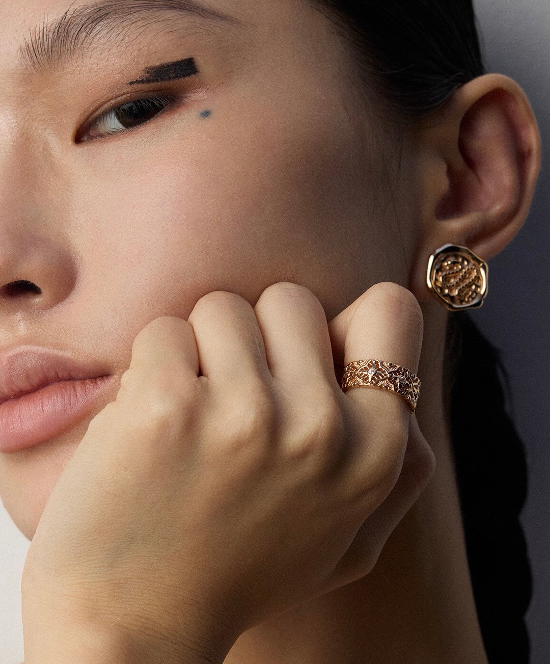 Byzantine Filigree Cuff Ring - Vintage Luxe Collection