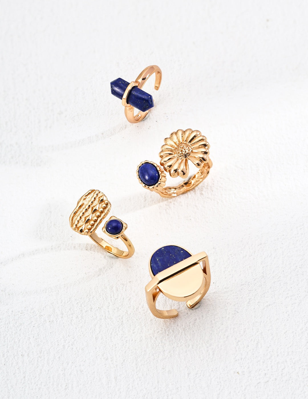 Raw Lapis Lazuli Cuff Ring - Gold