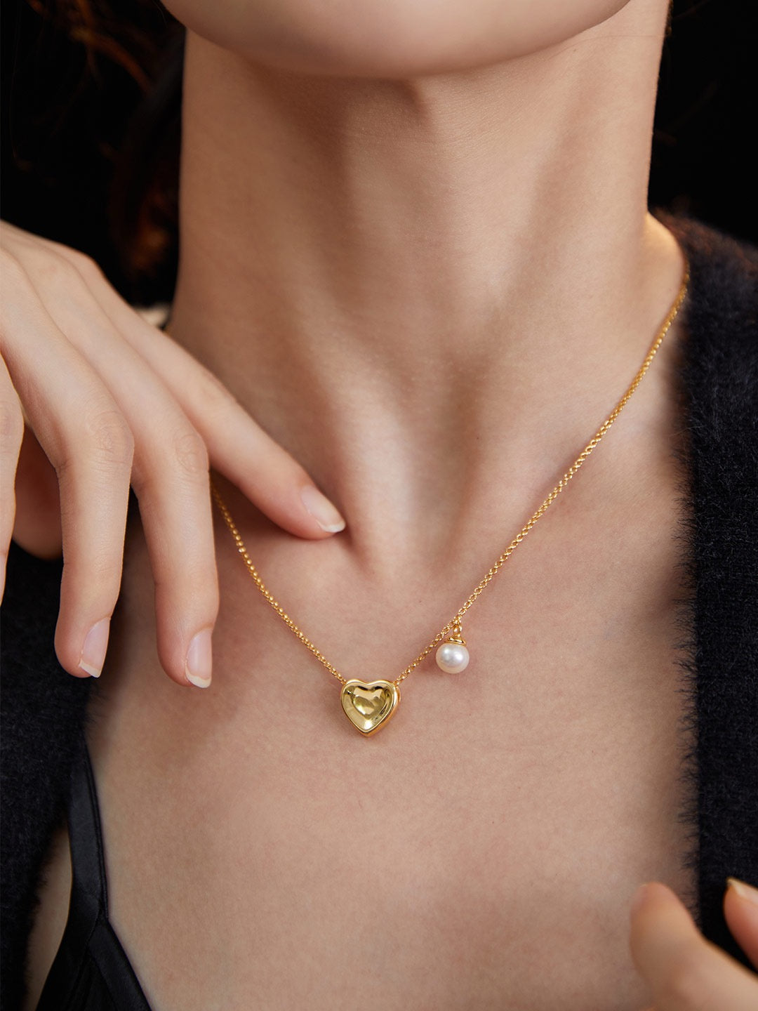 Heart Pearl Charm Necklace