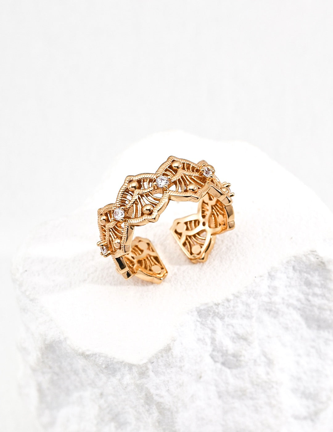 Victoria Crystal Cuff Ring - Vintage Luxe Collection