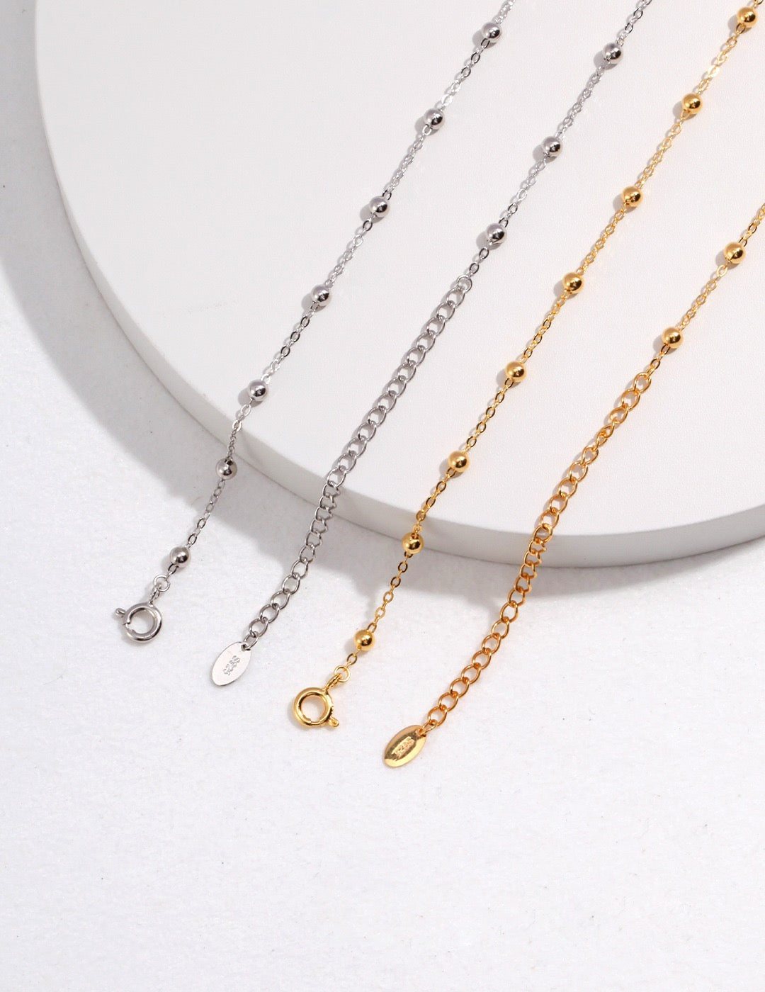 Gold Beaded Chain Necklace
