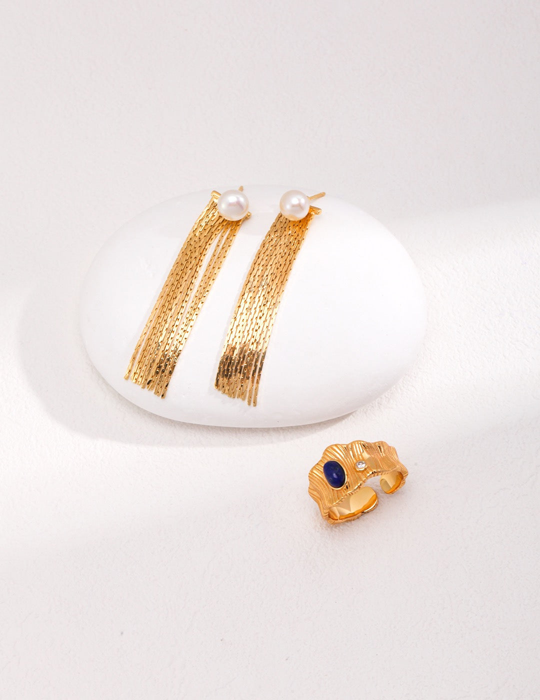 Pearl Chain Tassel Earrings