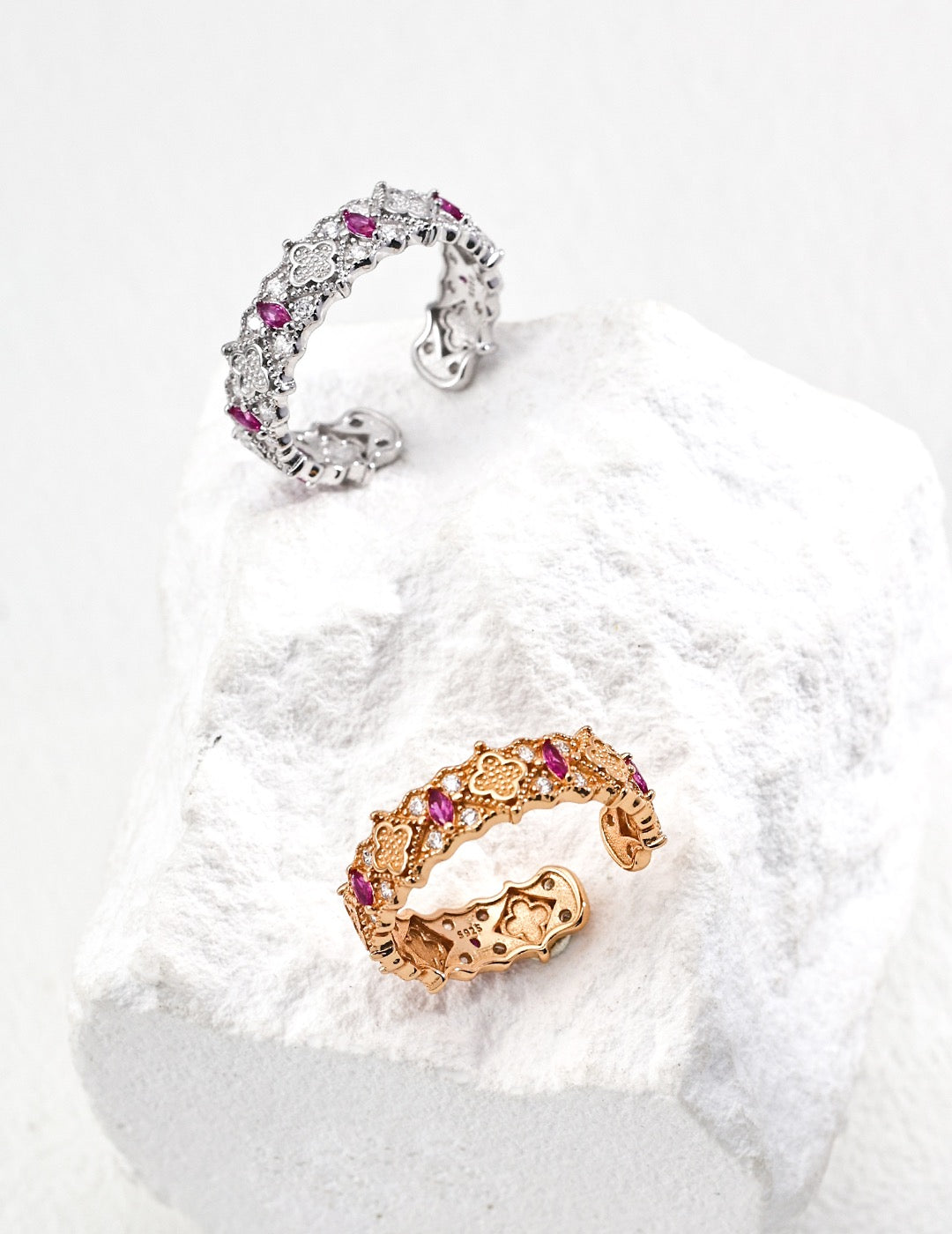 Royal Ruby Filigree Cuff Ring - Vintage Luxe Collection