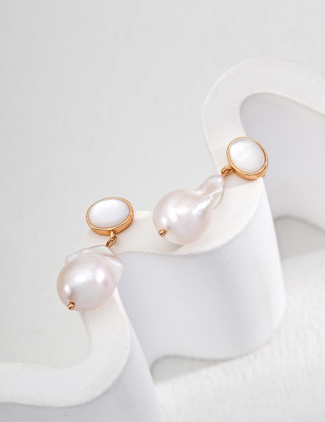 Gold Irregular Baroque Pearl Drop Earrings