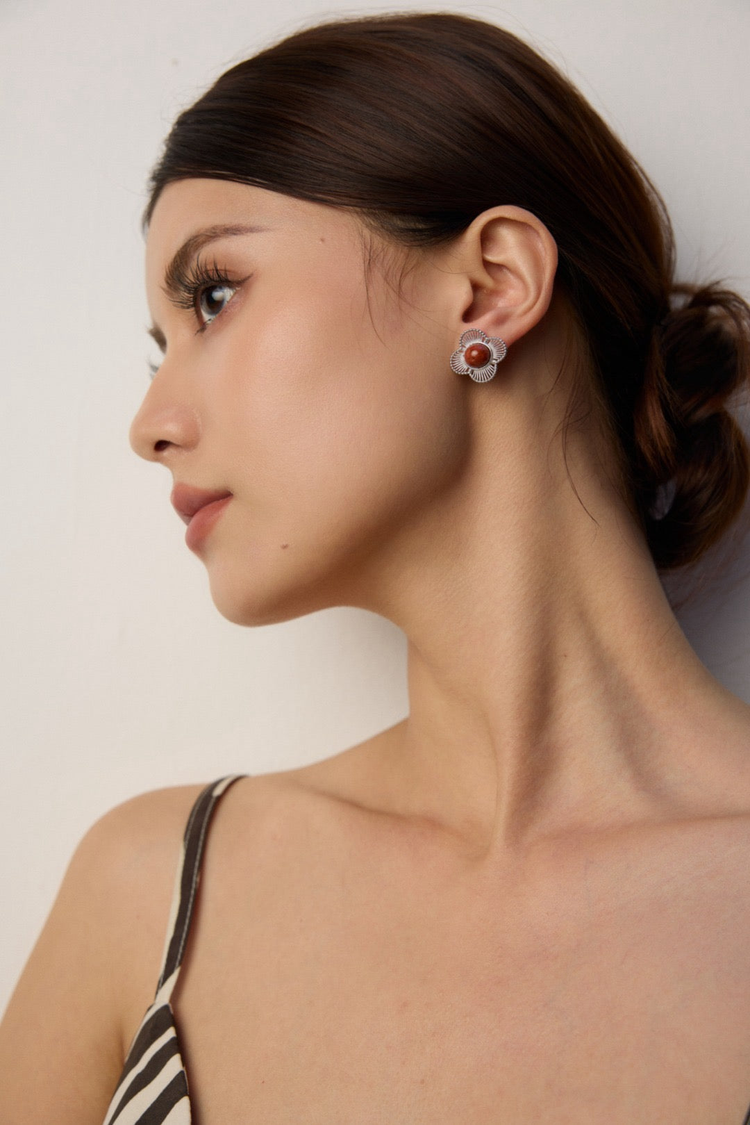 Carnelian Petal Stud Earrings