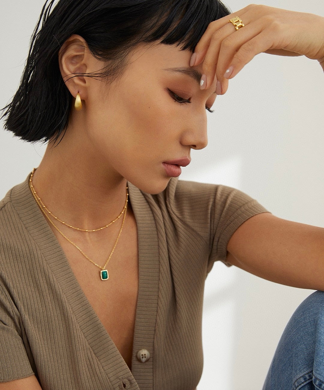 Gold Beaded Chain Necklace