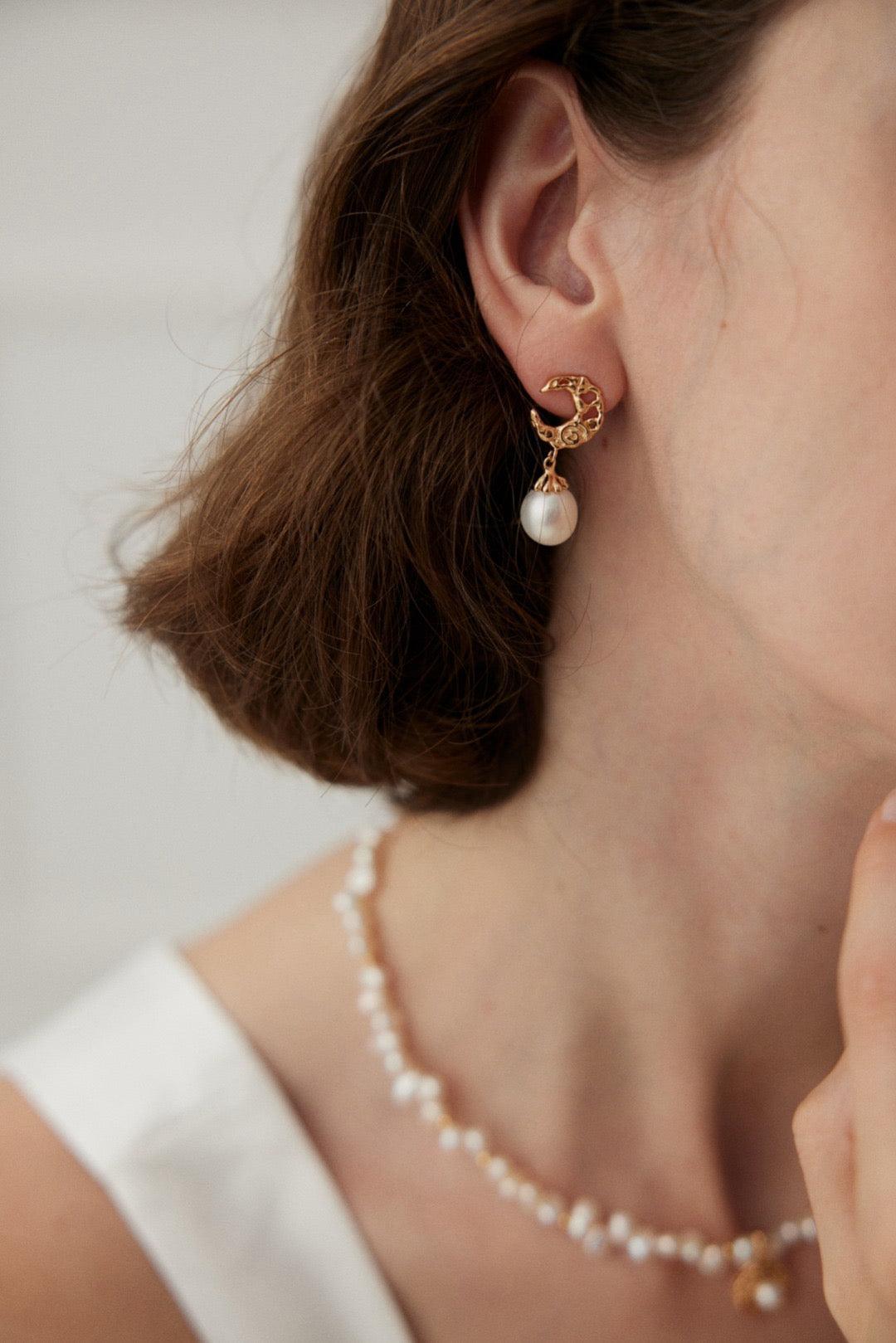 Stellar Pearl Drop Earrings - Lia Atelier