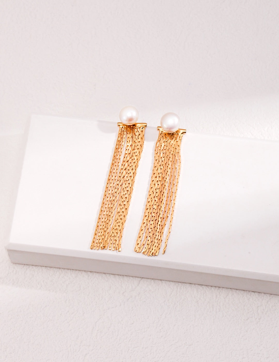 Pearl Chain Tassel Earrings