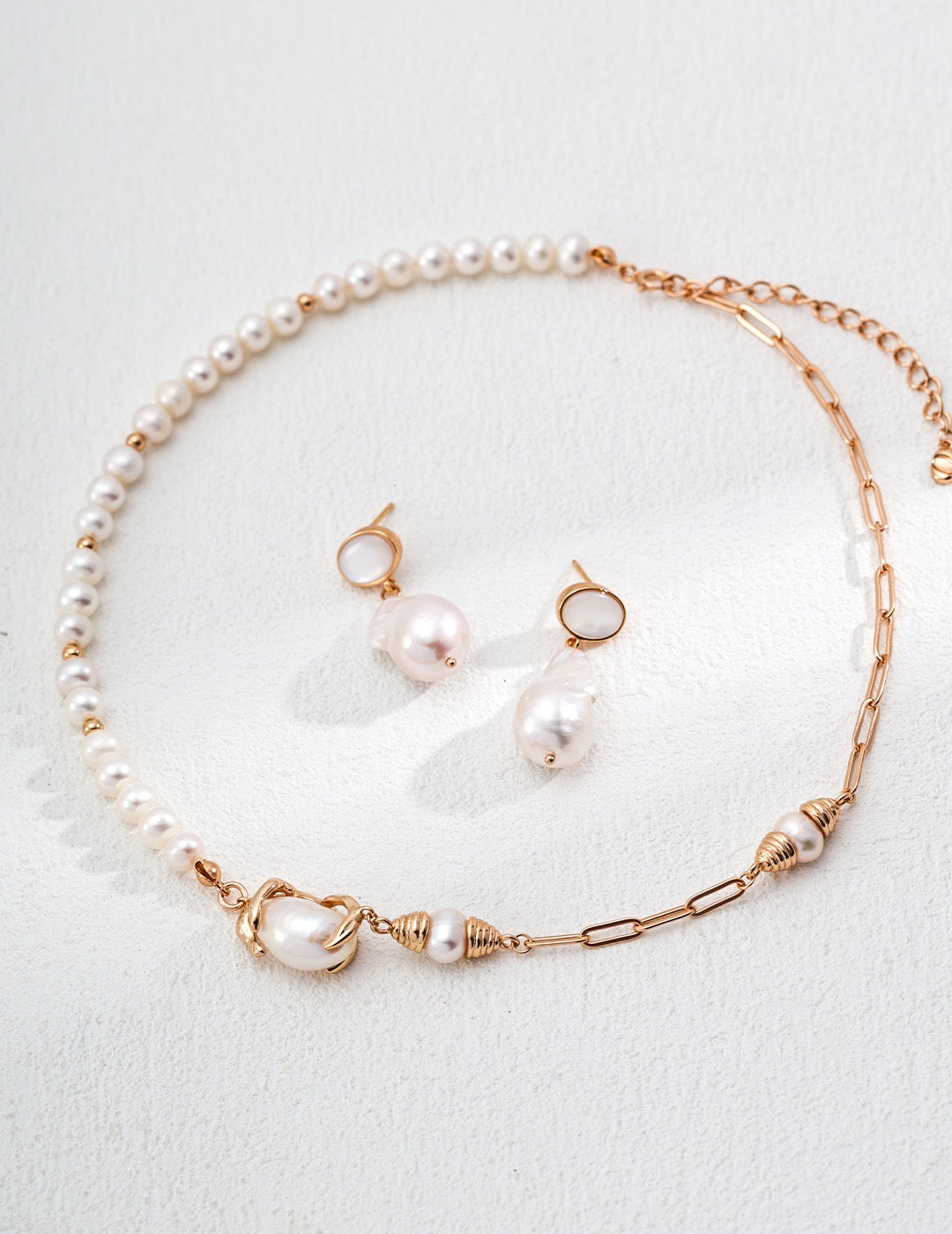 Gold Irregular Baroque Pearl Drop Earrings