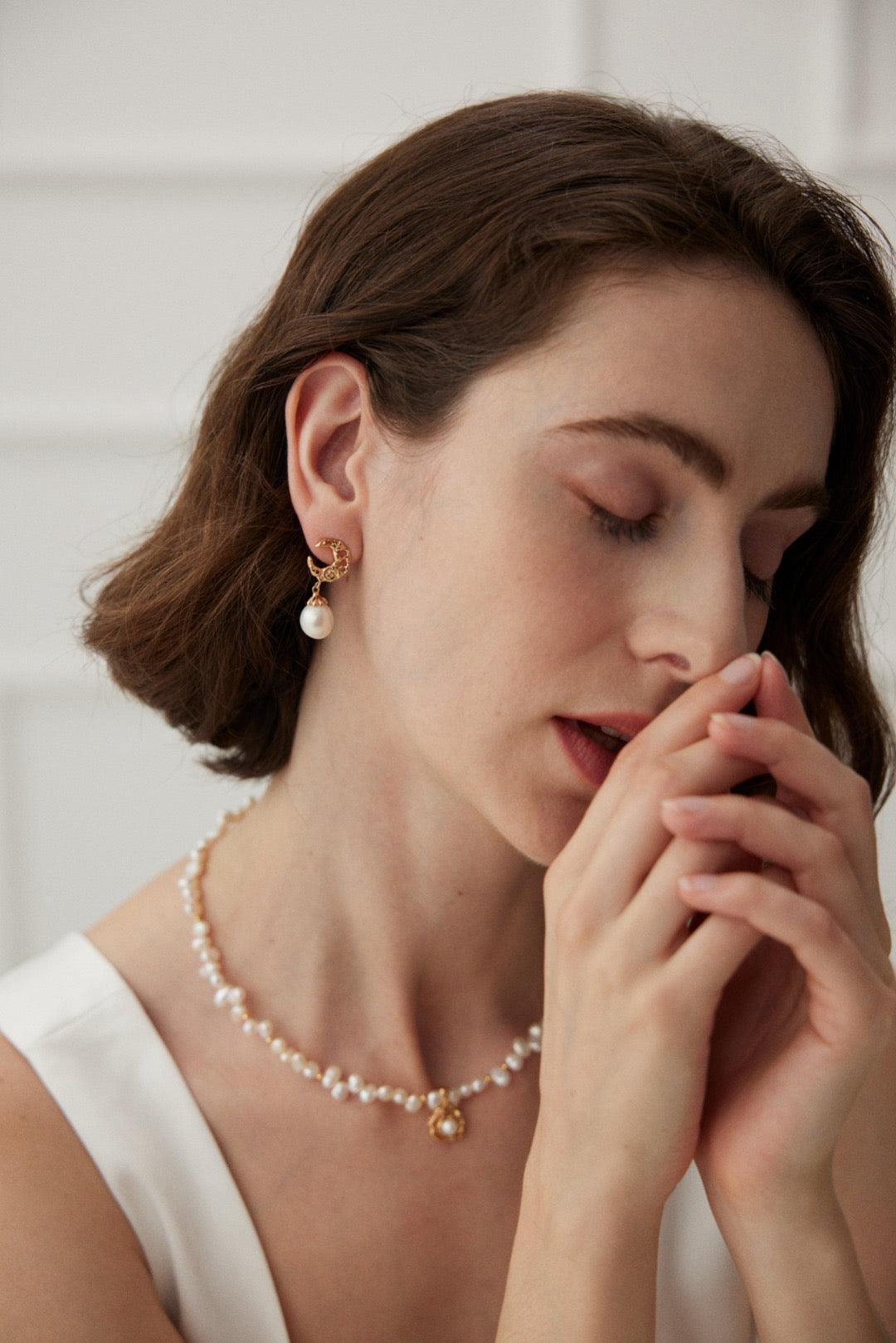 Stellar Pearl Drop Earrings - Lia Atelier