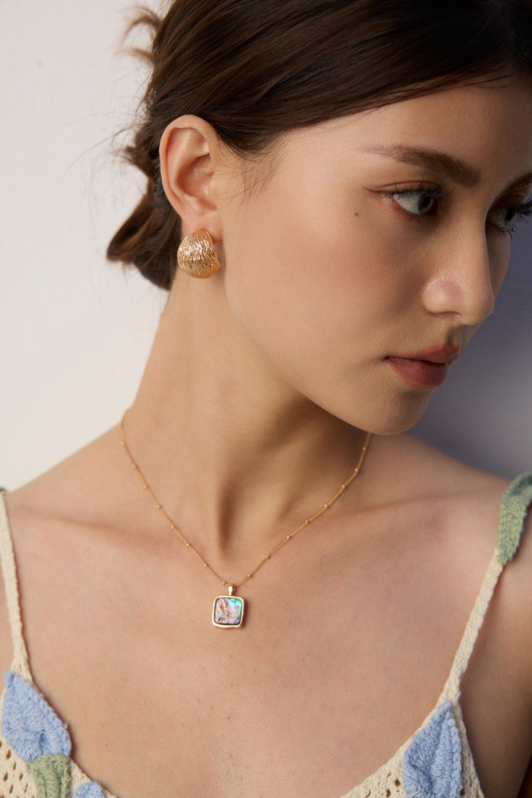 Textured Shell Stud Earrings Set