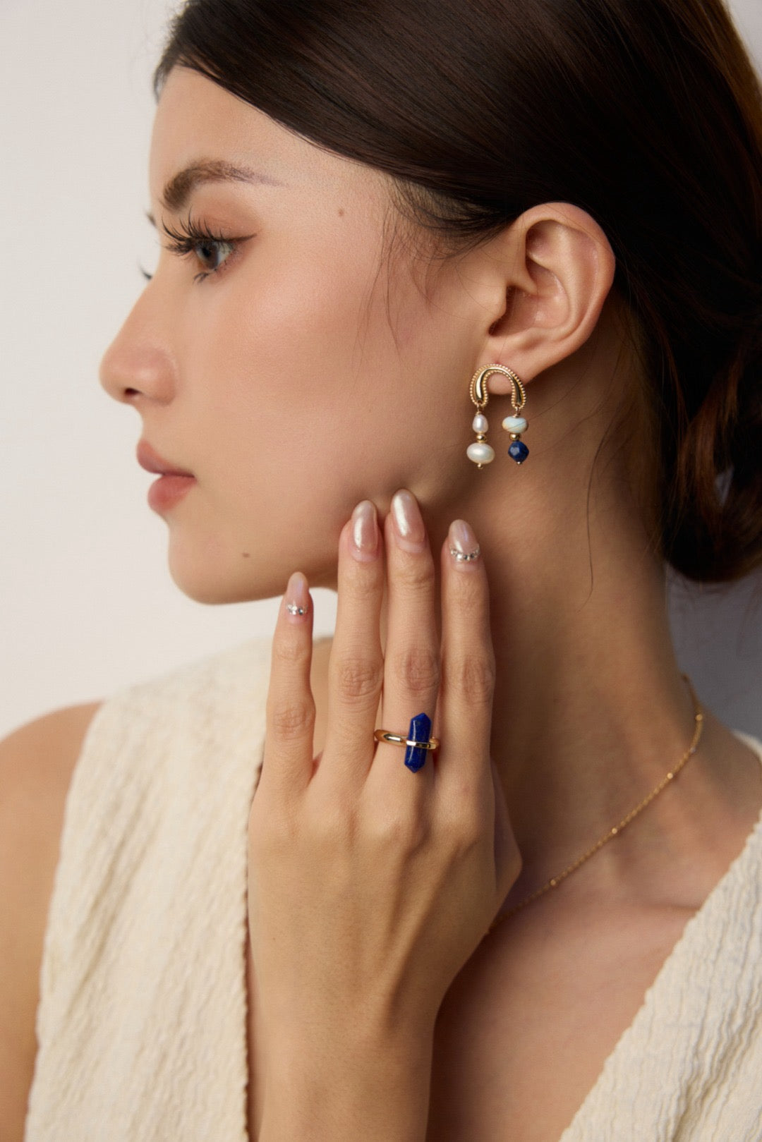 Raw Lapis Lazuli Cuff Ring - Gold