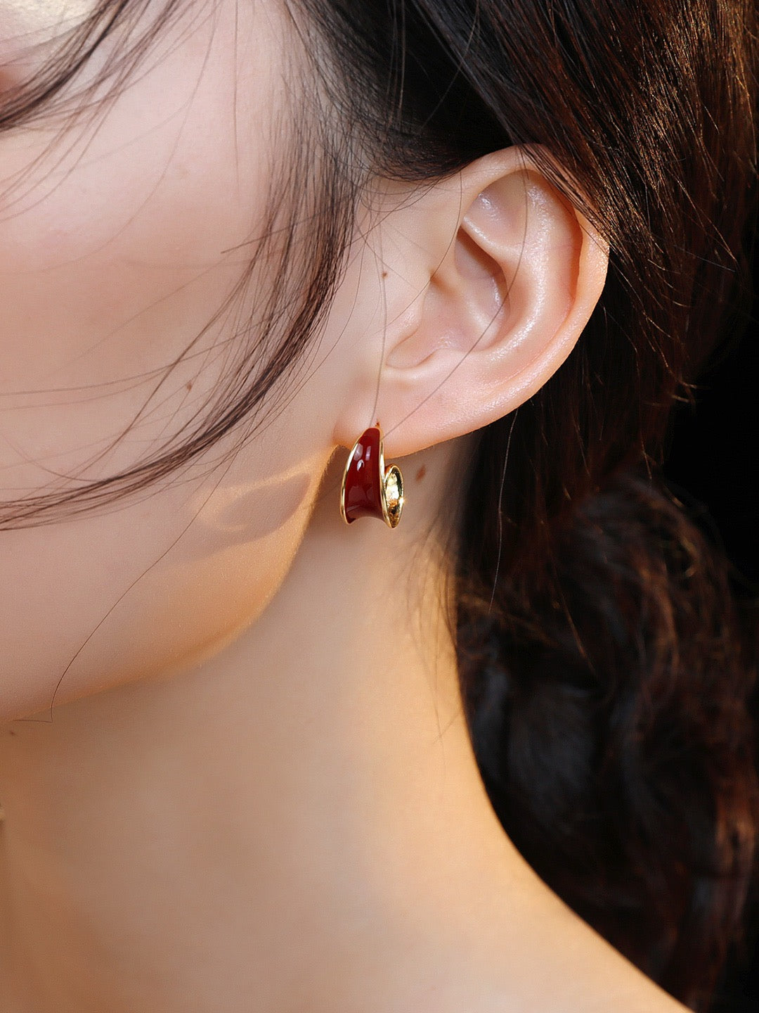 Colorful Enamel Hoop Earrings Set