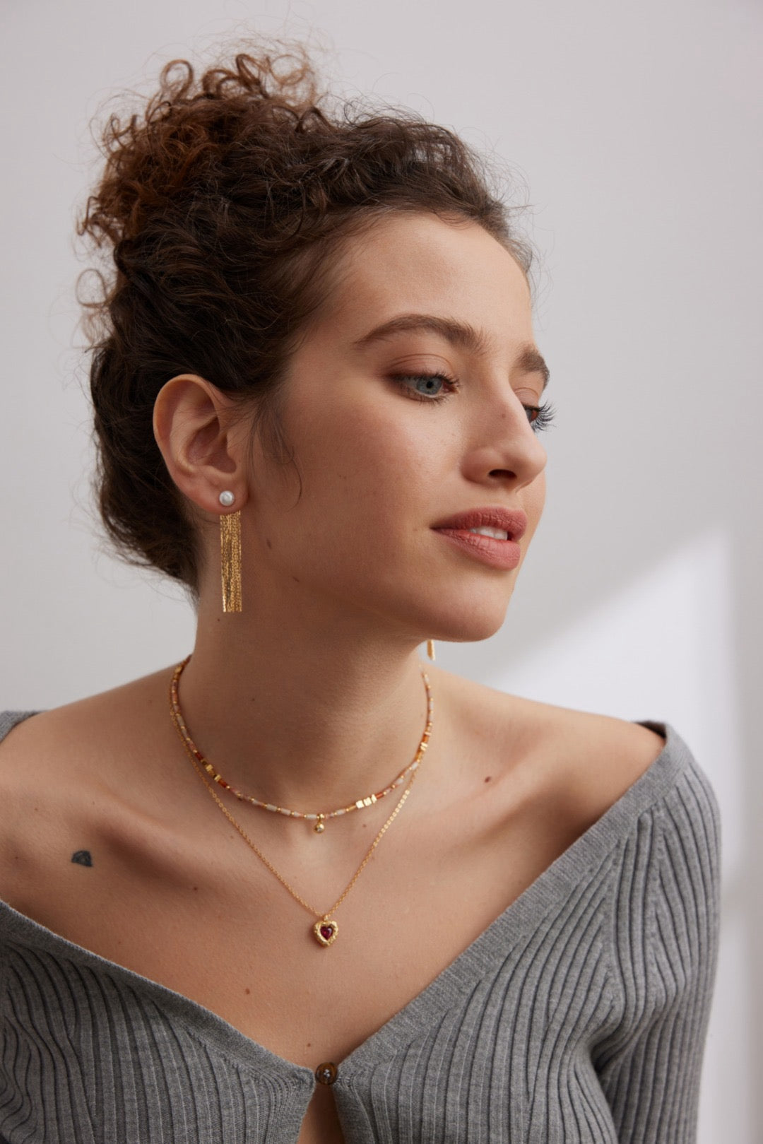 Pearl Chain Tassel Earrings