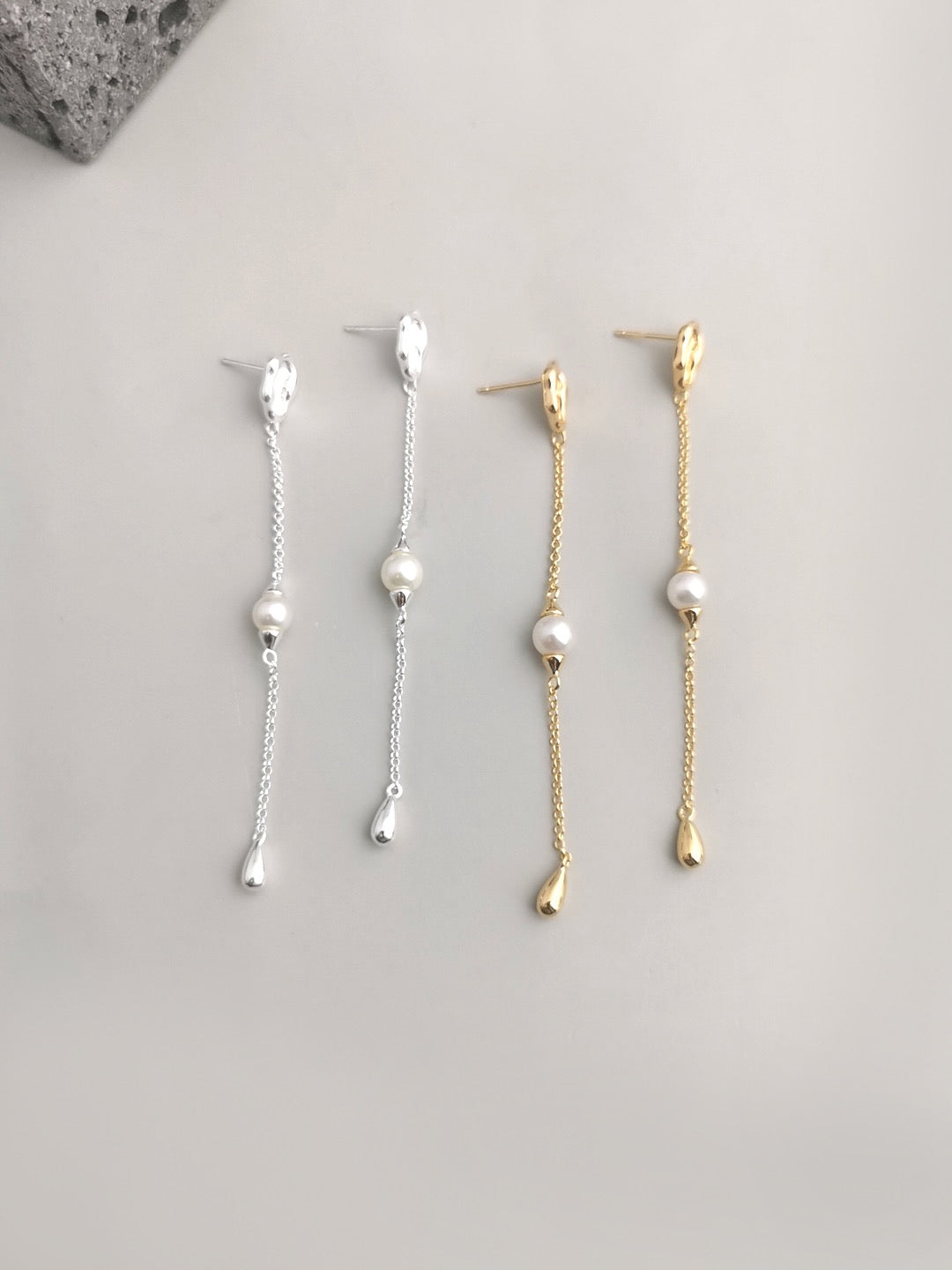 Pearl Chain Drop Earrings