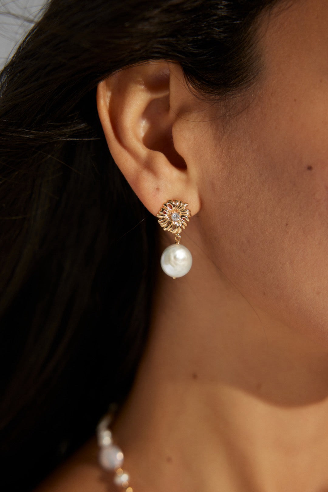 Aster Pearl Drop Earrings| Zircon Earrings | Earrings For Wedding |Lia Atelier