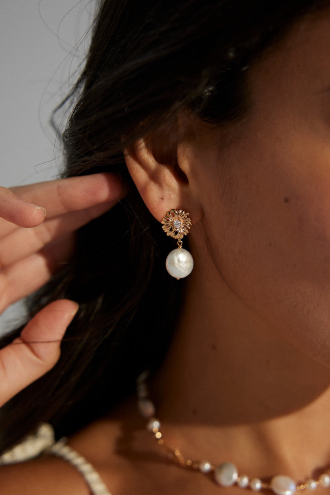 Aster Pearl Drop Earrings| Zircon Earrings | Earrings For Wedding |Lia Atelier