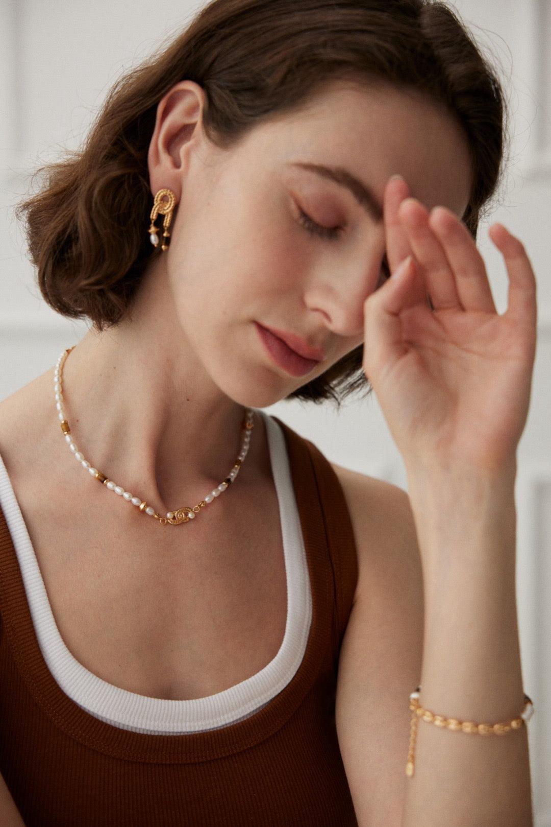 Collier œil de tigre et perles