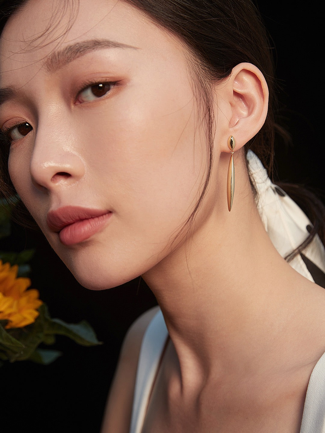 Elongated Leaf Drop Earrings