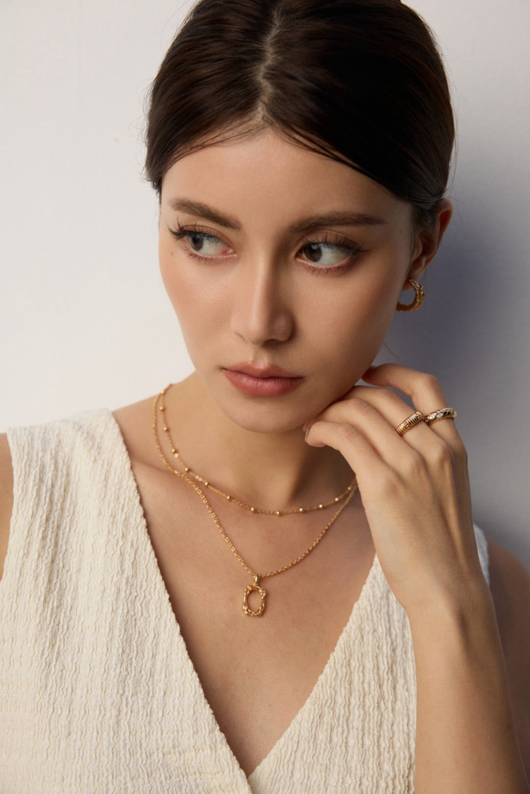 Gold Beaded Chain Necklace