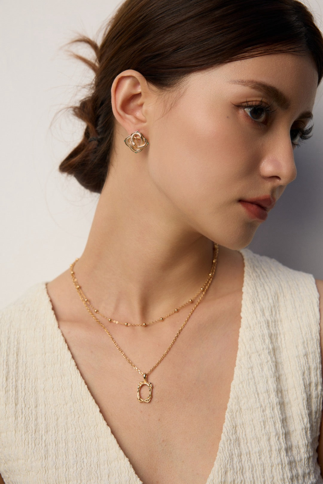Gold Beaded Chain Necklace