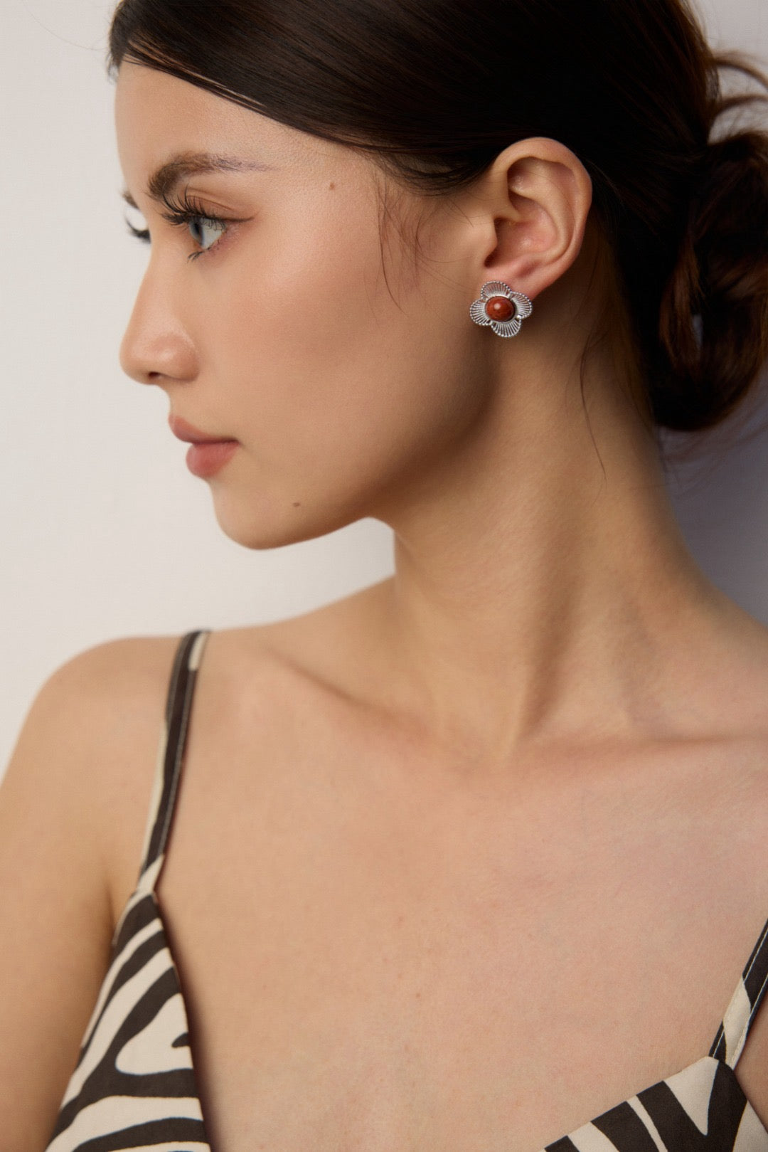Carnelian Petal Stud Earrings