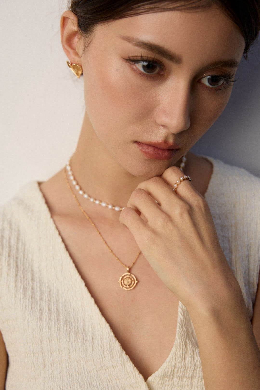 Bague manchette réglable en perles Seraphina