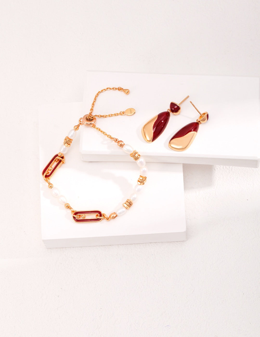 Two-Tone Enamel Teardrop Earring Set
