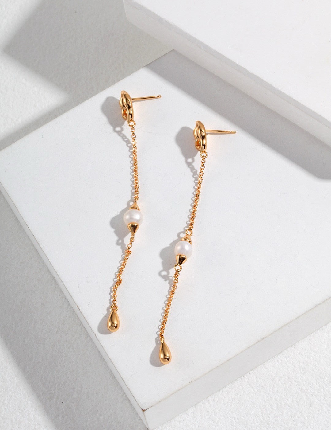 Pearl Chain Drop Earrings