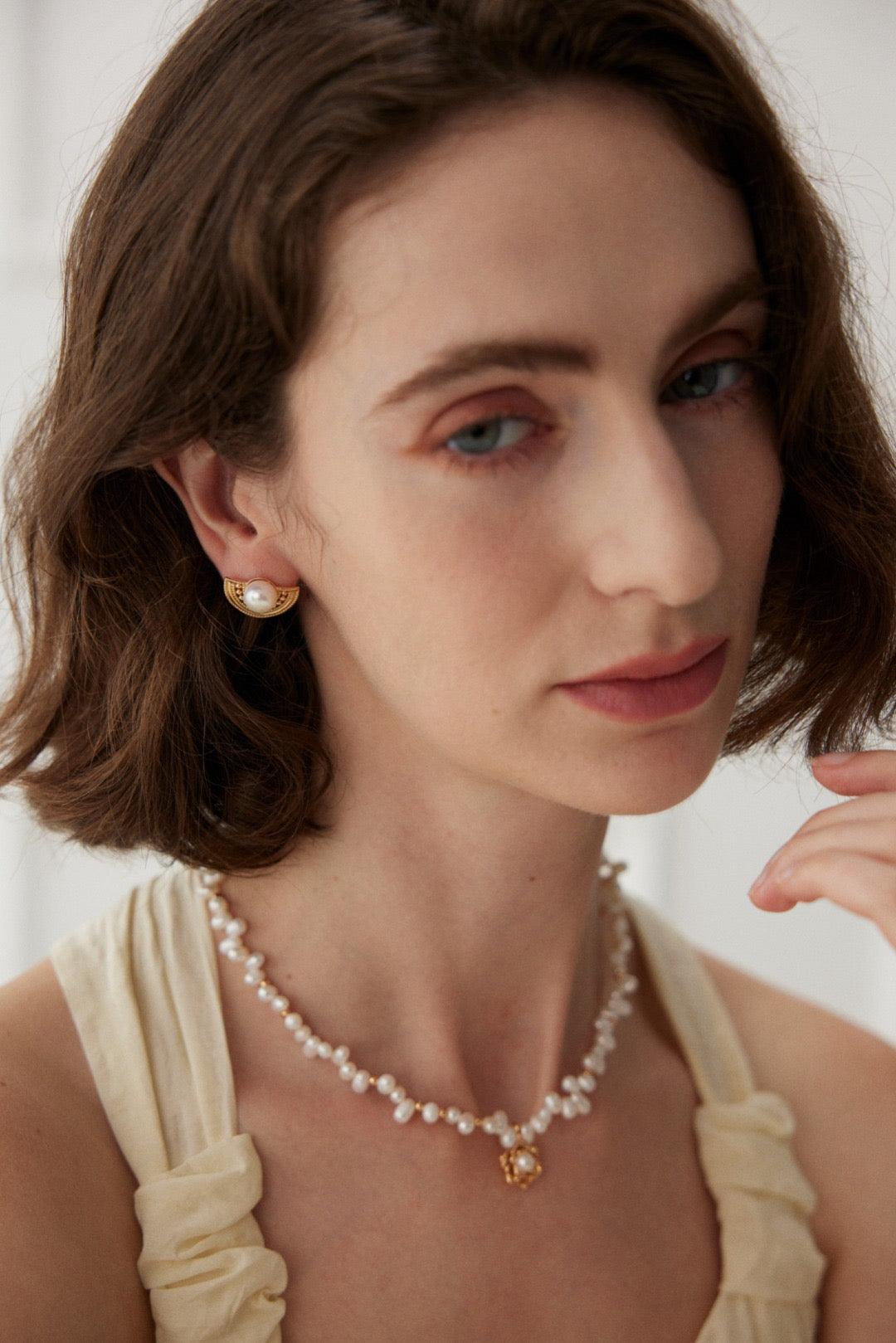 Hazel Pearl Stud Earrings - Lia Atelier