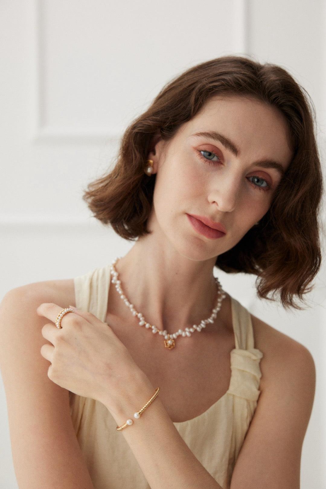 Serenade Pearl Open Bangle - Lia Atelier