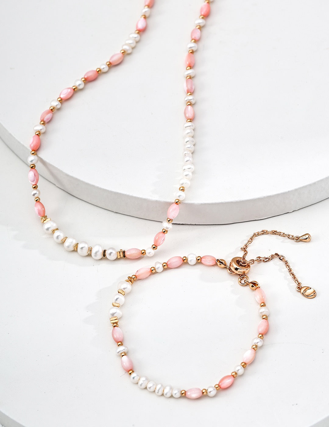 Orchid Pearl Set - Bracelet & Necklace