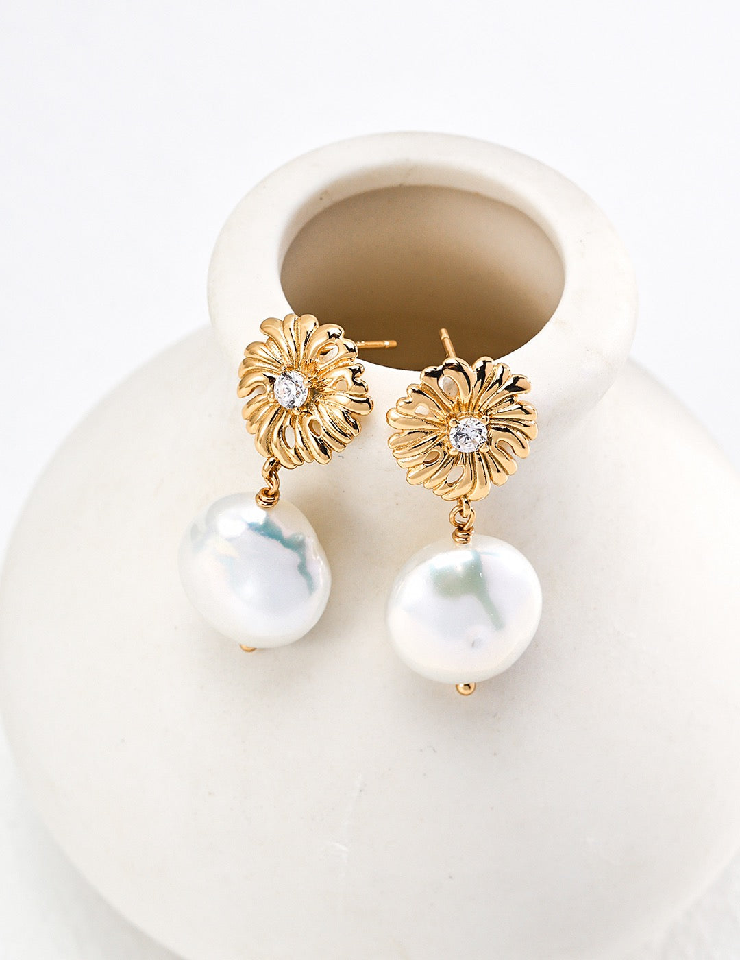 Aster Pearl Drop Earrings| Zircon Earrings | Earrings For Wedding |Lia Atelier