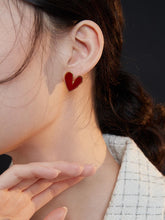 Red Enamel Heart Shape Earrings - Lia Atelier