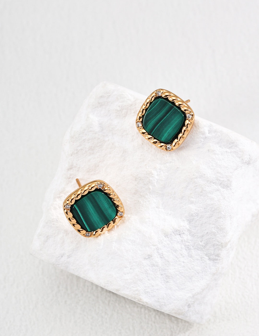 Gold Malachite Jewelry Set